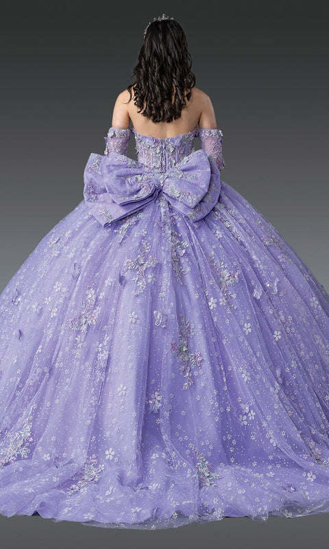 Dancing Queen 1965 Enchanting Quinceañera Ball Gown with Beaded Appliqué and Layered Skirt