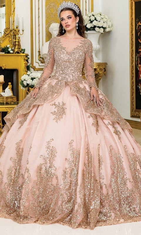 Dancing Queen 1968 Radiant Rose Gold Quinceañera Ball Gown with Luxurious Embellishments and Regal Silhouette