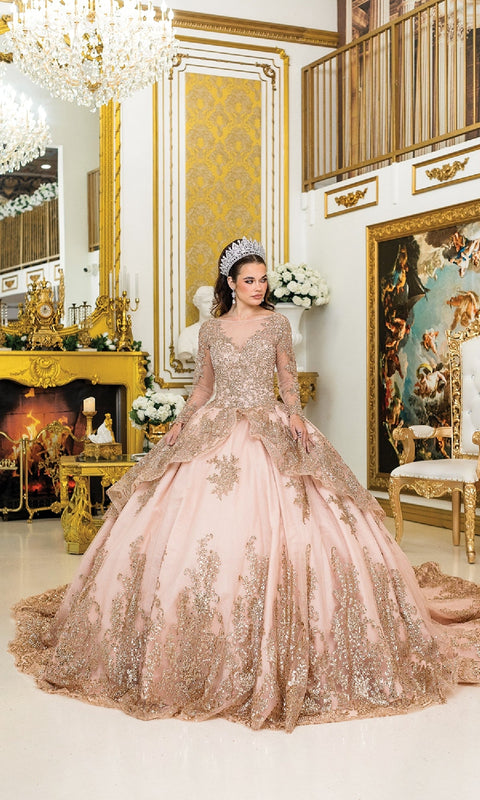 Dancing Queen 1968 Radiant Rose Gold Quinceañera Ball Gown with Luxurious Embellishments and Regal Silhouette