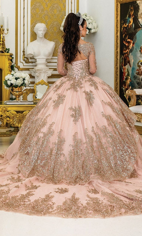 Dancing Queen 1968 Radiant Rose Gold Quinceañera Ball Gown with Luxurious Embellishments and Regal Silhouette