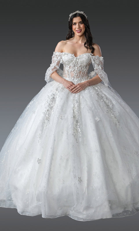 Dancing Queen 1970 Enchanting Quinceañera Ball Gown with Embroidered Details and Princess Silhouette