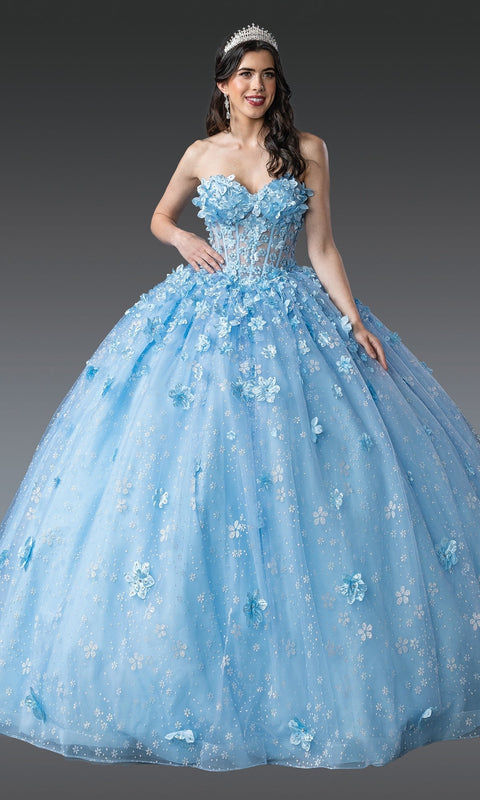Dancing Queen 1972 Regal Blue Quinceañera Ball Gown with Sparkling Embellishments and Princess Silhouette