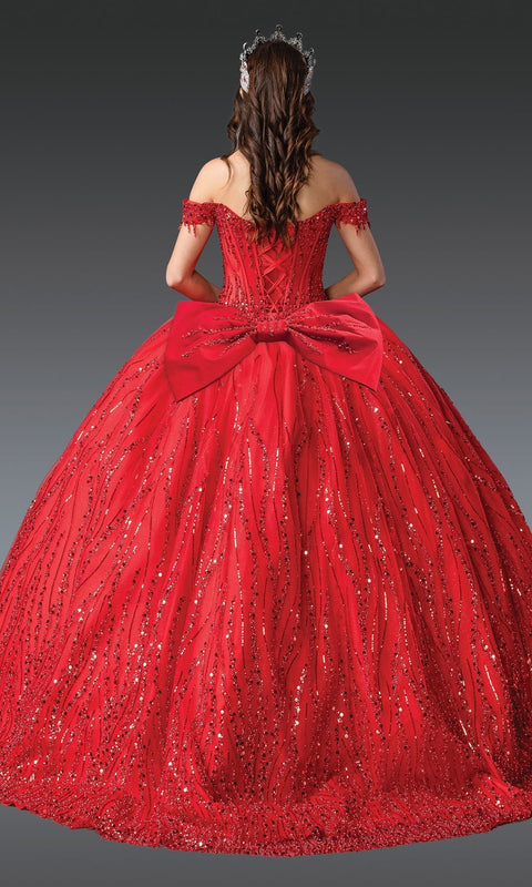 Dancing Queen 1982 Regal Long Corset Quinceañera Ball Gown with Lavish Embellishment