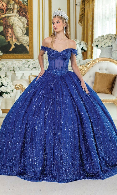 Dancing Queen 1982 Regal Long Corset Quinceañera Ball Gown with Lavish Embellishment