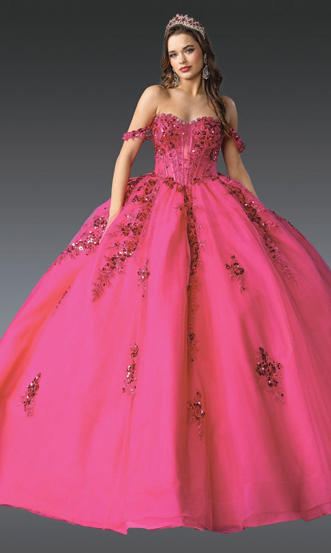 Dancing Queen 1986 Enchanting Quinceañera Ball Gown with Glittering Appliqués and Royal Silhouette