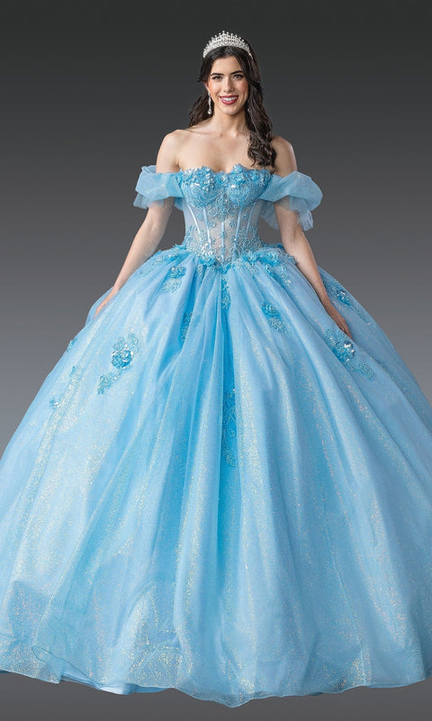Dancing Queen 1990 Radiant Quinceañera Ball Gown with Glitter Embellishments and Regal Silhouette
