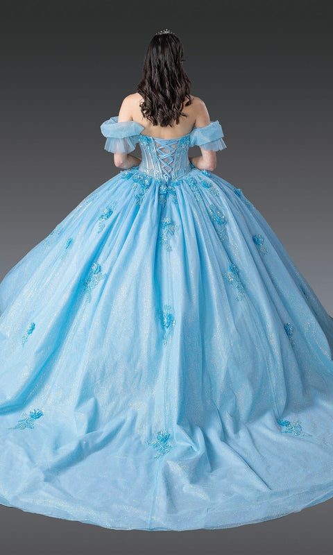 Dancing Queen 1990 Radiant Quinceañera Ball Gown with Glitter Embellishments and Regal Silhouette