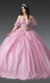 Dancing Queen 1991 Enchanting Pink Quinceañera Ball Gown with Glitter Tulle and Regal Embellishments