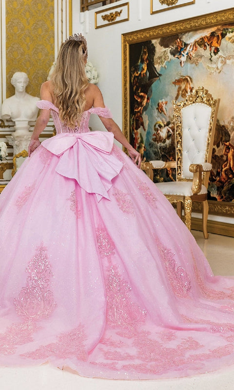 Dancing Queen 1997 Regal Quinceañera Ball Gown with Beaded Bodice and Layered Tulle Skirt