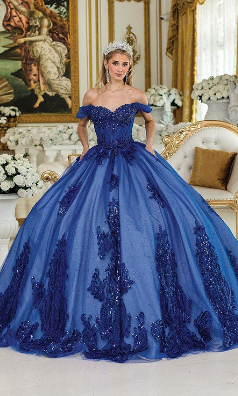 Dancing Queen 1997 Regal Quinceañera Ball Gown with Beaded Bodice and Layered Tulle Skirt