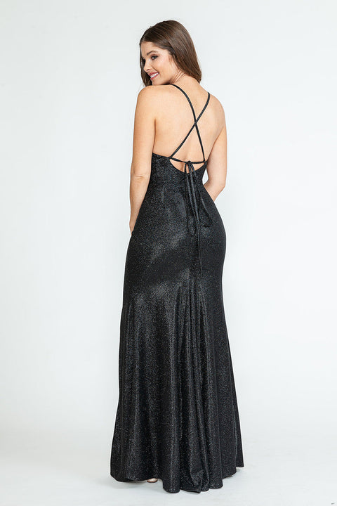 Long Formal Metallic Prom Dress Lenovia 5303