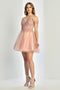 Adora Design 1066 Sparkling Short A-Line Glitter Cocktail Dress with Corset Bodice for Homecoming and Prom