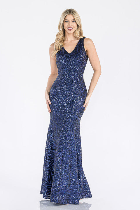 Long Mermaid Formal Sequin Dress Lenovia 5150
