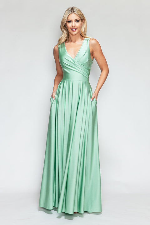 Formal Pleated Long Evening Prom Dress Lenovia 5242