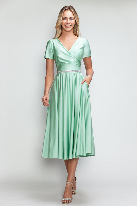 Tea Length Pleated Cocktail Dress Lenovia 5274