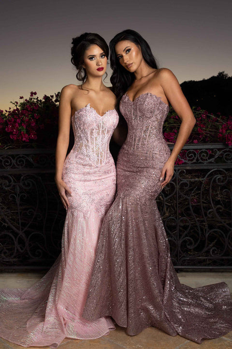 Sweetheart Mermaid Sequin Formal Gown by Lenovia 8424