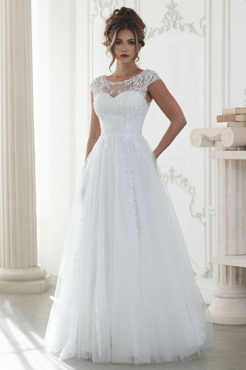 Bridal A Line Long Wedding Dress Lenovia 8349