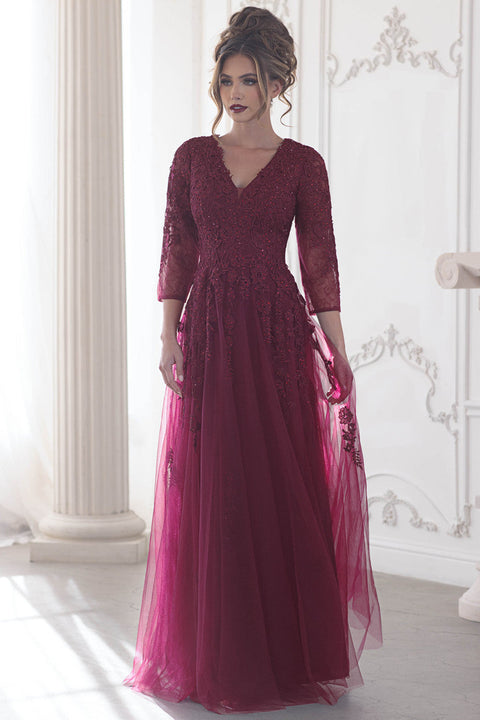 Mother of the Bride Long Formal A Line Dress Lenovia 8370