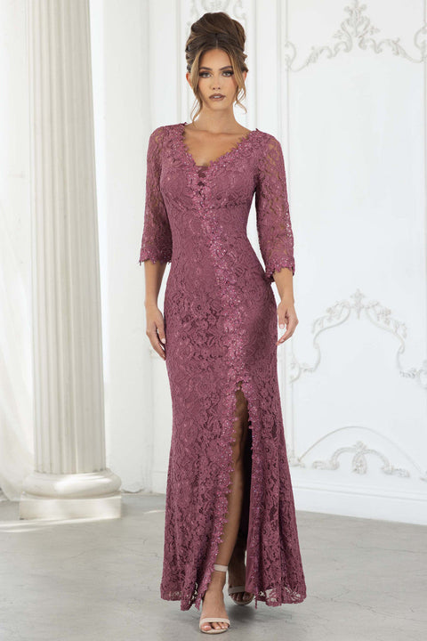 Lace Long Formal Fitted Mother of the Bride Dress Lenovia 8373