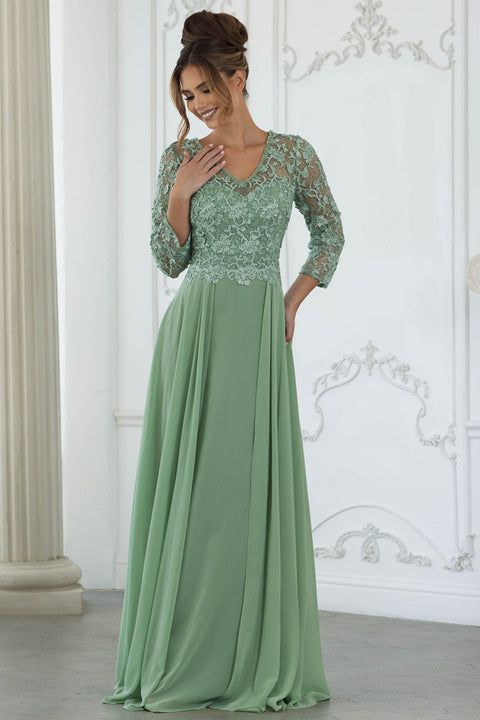 Lace Long Formal Mother of the Bride Dress Lenovia 8375