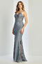 Adora Design 3241 Sparkling Fitted Long Prom Dress with Appliqué Accents and Glitter Finish for Formal Occasions