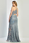 Adora Design 3241 Sparkling Fitted Long Prom Dress with Appliqué Accents and Glitter Finish for Formal Occasions