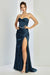 Adora Design 3243 Graceful Pleated Long Prom Dress with Beaded Corset Bodice for Formal Events