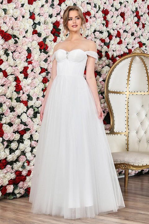 Adora Design 3244 Radiant Glitter A-Line Bridal Gown with Corset Bodice for a Magical Wedding Day