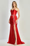 Adora Design 3246 Radiant Long Prom Dress with Beaded Corset Bodice and Side Slit for Formal Occasions