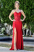 Adora Design 3250 Dazzling Fitted Long Prom Dress with Glitter Corset Bodice and Side Slit for Formal Events