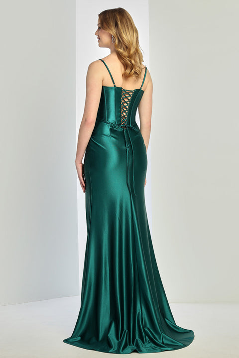 Adora Design 3256 Elegant Long Pleated Prom Dress with Side Slit for Formal Occasions