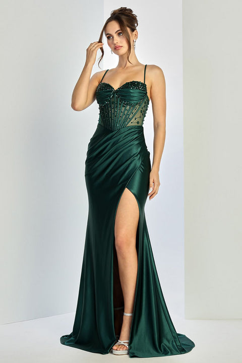 Adora Design 3273 Elegant Fitted Long Prom Dress with Beaded Detailing and Side Slit for Formal Occasions