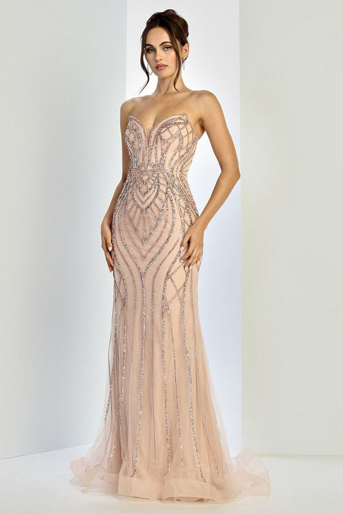 Adora Design 3276 Elegant Long Formal Beaded Evening Gown for Prom and Special Occasions