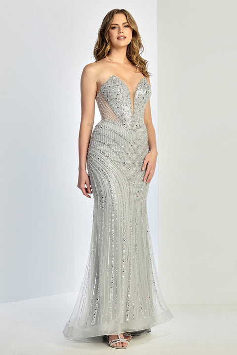 Adora Design 3282 Glamorous Fitted Long Prom Dress with Elegant Beaded Detailing for Formal Occasions