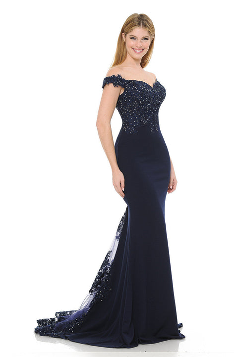 Long Formal Beaded Mermaid Prom Dress Lenovia 8134