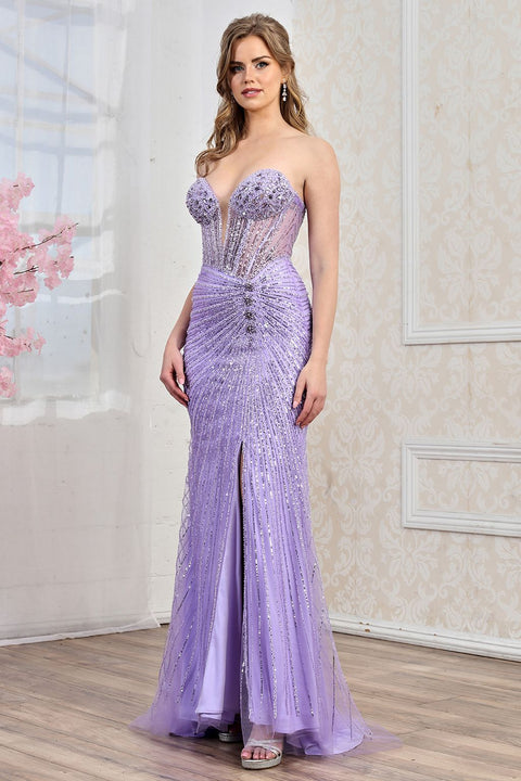 Adora Design 3306 Glamorous Long Beaded Evening Dress for Prom and Formal Occasions
