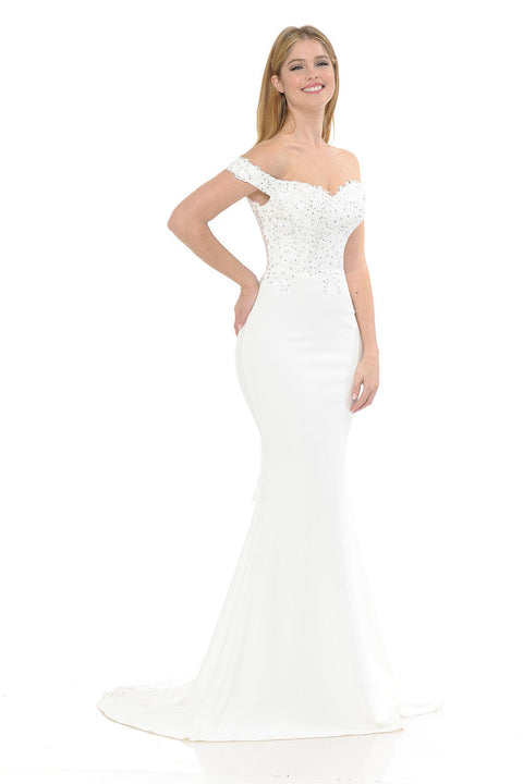 Long Mermaid Beaded Wedding Dress Lenovia 8134