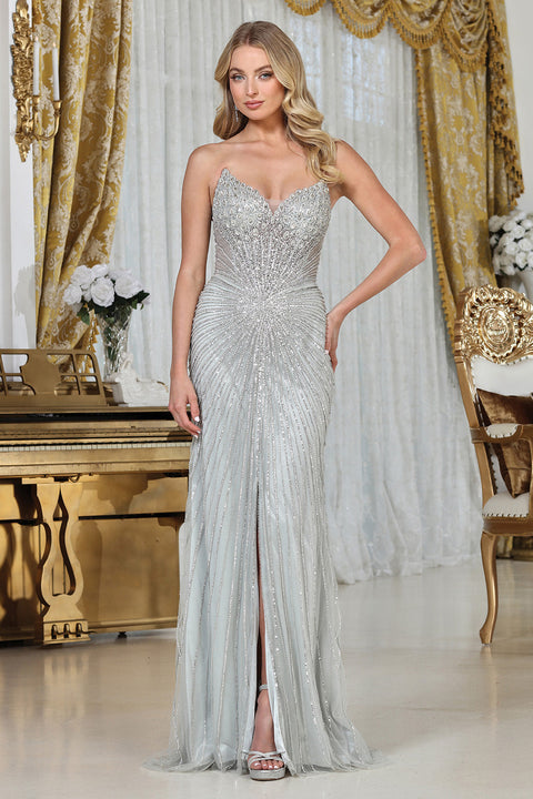 Adora Design 3333 Long Formal Prom Fitted Slit Evening Dress