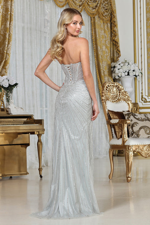 Adora Design 3333 Long Formal Prom Fitted Slit Evening Dress