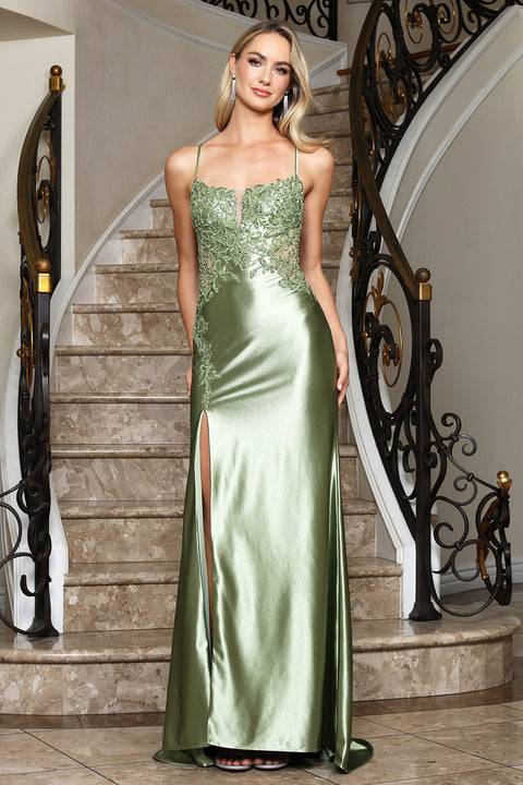 Long Formal Mermaid Applique Lace Prom Dress Adora Design 3347