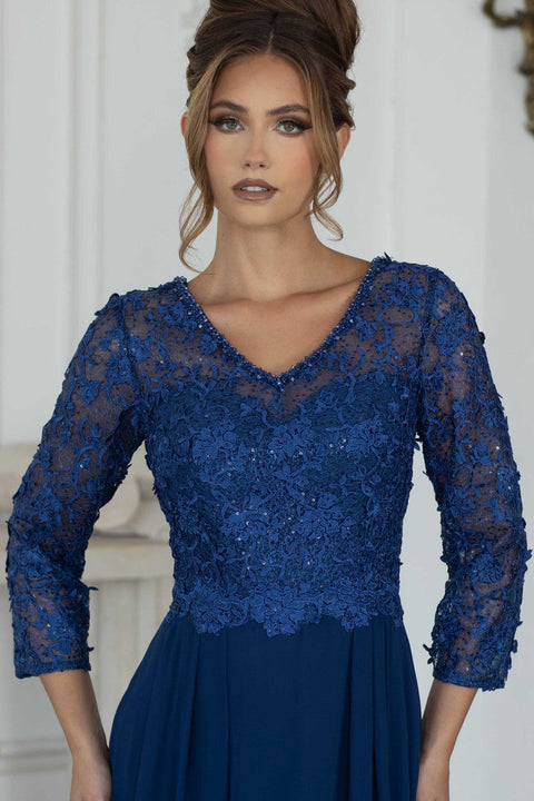 Lace Long Formal Mother of the Bride Dress Lenovia 8375