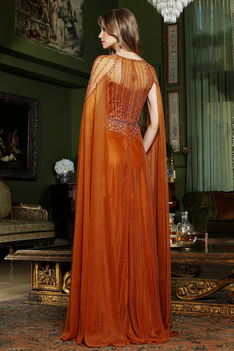 Adora Design 3412 Jewel Chiffon A-Line Prom Dress in Bronze