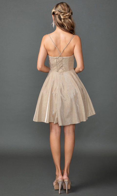 Dancing Queen 3421 - Spaghetti Strap Glitter Evening Dress