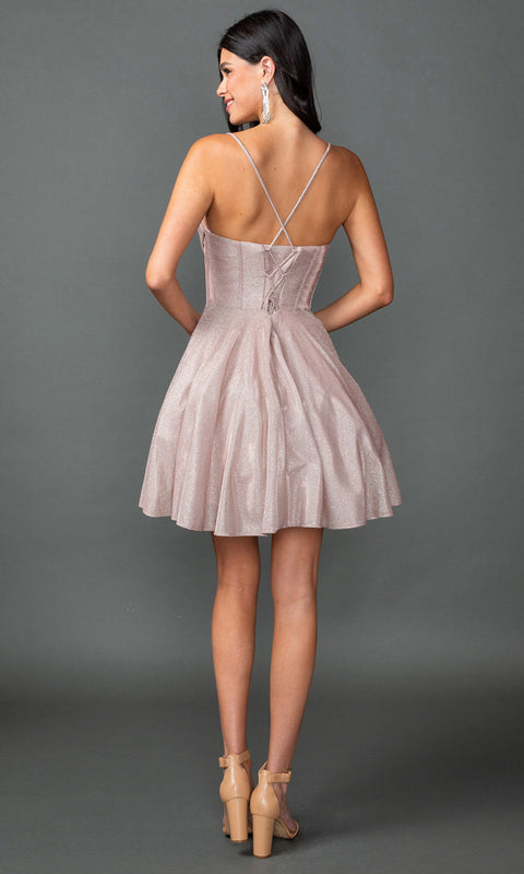 Dancing Queen 3421 - Spaghetti Strap Glitter Evening Dress