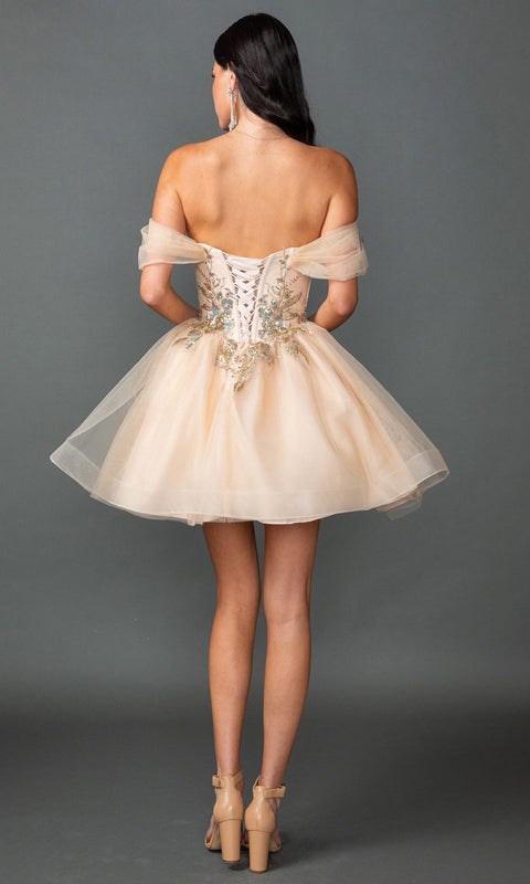 Dancing Queen 3423 - Embroidered Corset A-Line Cocktail Dress