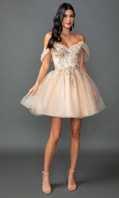 Dancing Queen 3423 - Embroidered Corset A-Line Cocktail Dress