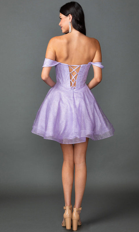 Dancing Queen 3425 - Off-Shoulder Glitter Cocktail Dress