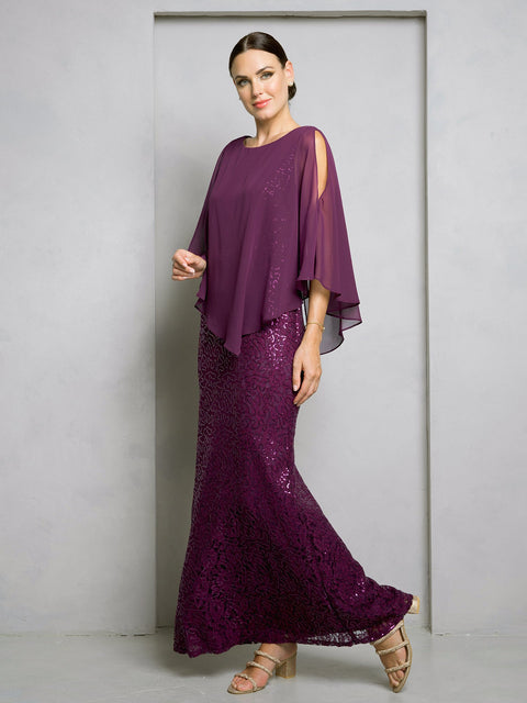 Eva Fashion 3496 Cape Mother of the Bride Gown
