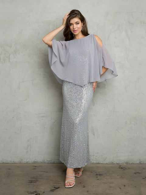 Eva Fashion 3496 Cape Mother of the Bride Gown