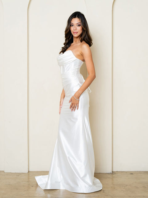 Eva Fashion 3526 Simple Fitted Cowl Wedding Dress